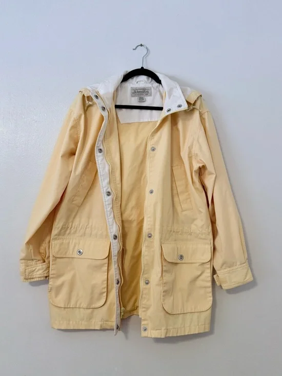 Vintage 90’s Butter Yellow St.John's Bay Hooded Anorak Utility Jacket Womens M - Picture 1 of 14